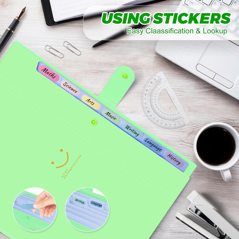 Nicecho Expanding File Folder, 8 Pockets Accordion File Organizer, A4 Letter Size Paper Document Receipt Organizer Accordian Filing Folder for Classroom, Home, Office and Travel(Grass Green) - Image 4